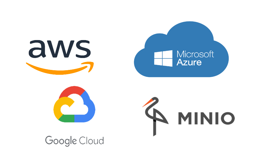 Azure, AWS, Google or MINIO Storage